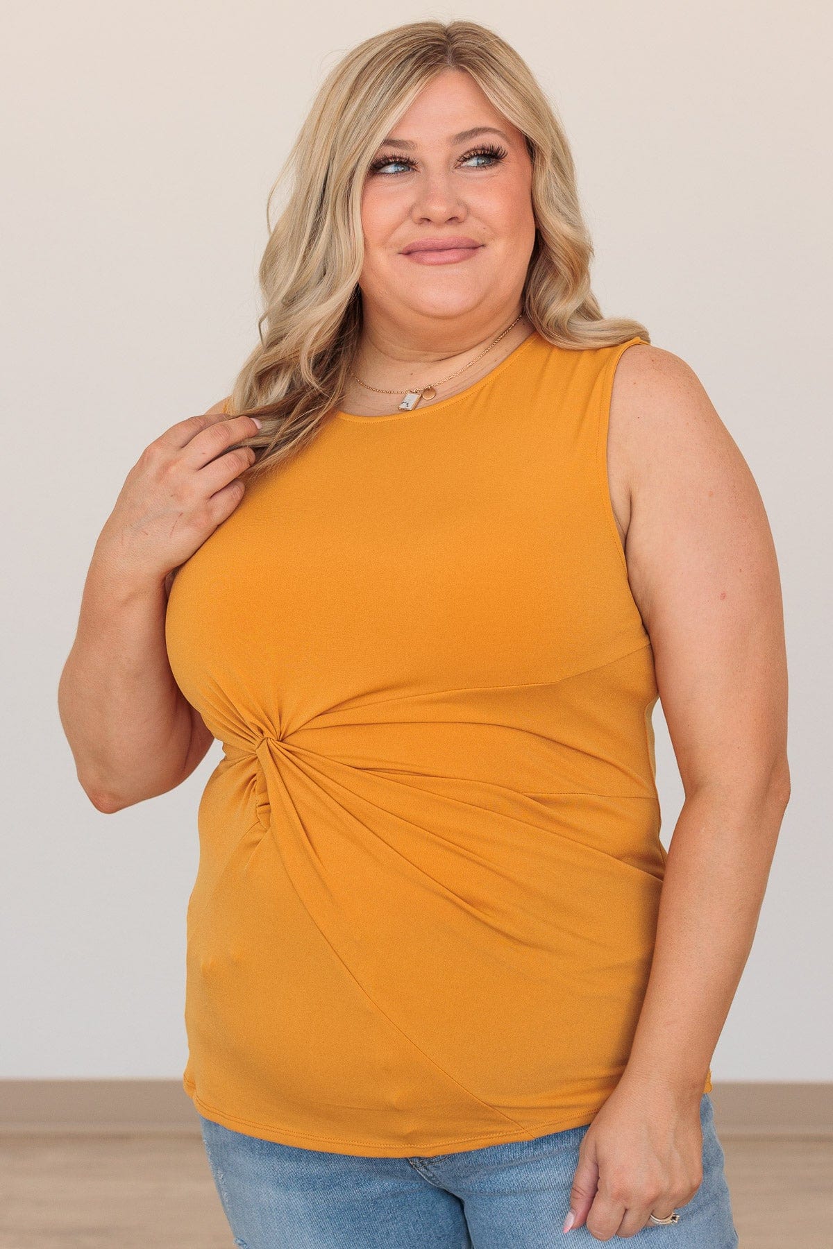 What A Day Front Twist Top- Golden Yellow