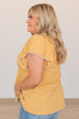 Made With Love Flutter Sleeve Top- Mustard