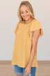 Made With Love Flutter Sleeve Top- Mustard