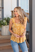 Dancing Through The Day Flutter Sleeve Tank- Marigold