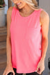 Hold You To It Pocket Tank- Neon Pink