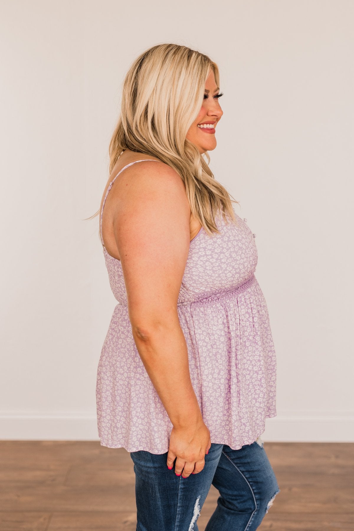 Picture This Floral Tank Top- Lilac
