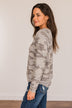 Just Go With It Long Sleeve Top- Grey Camo