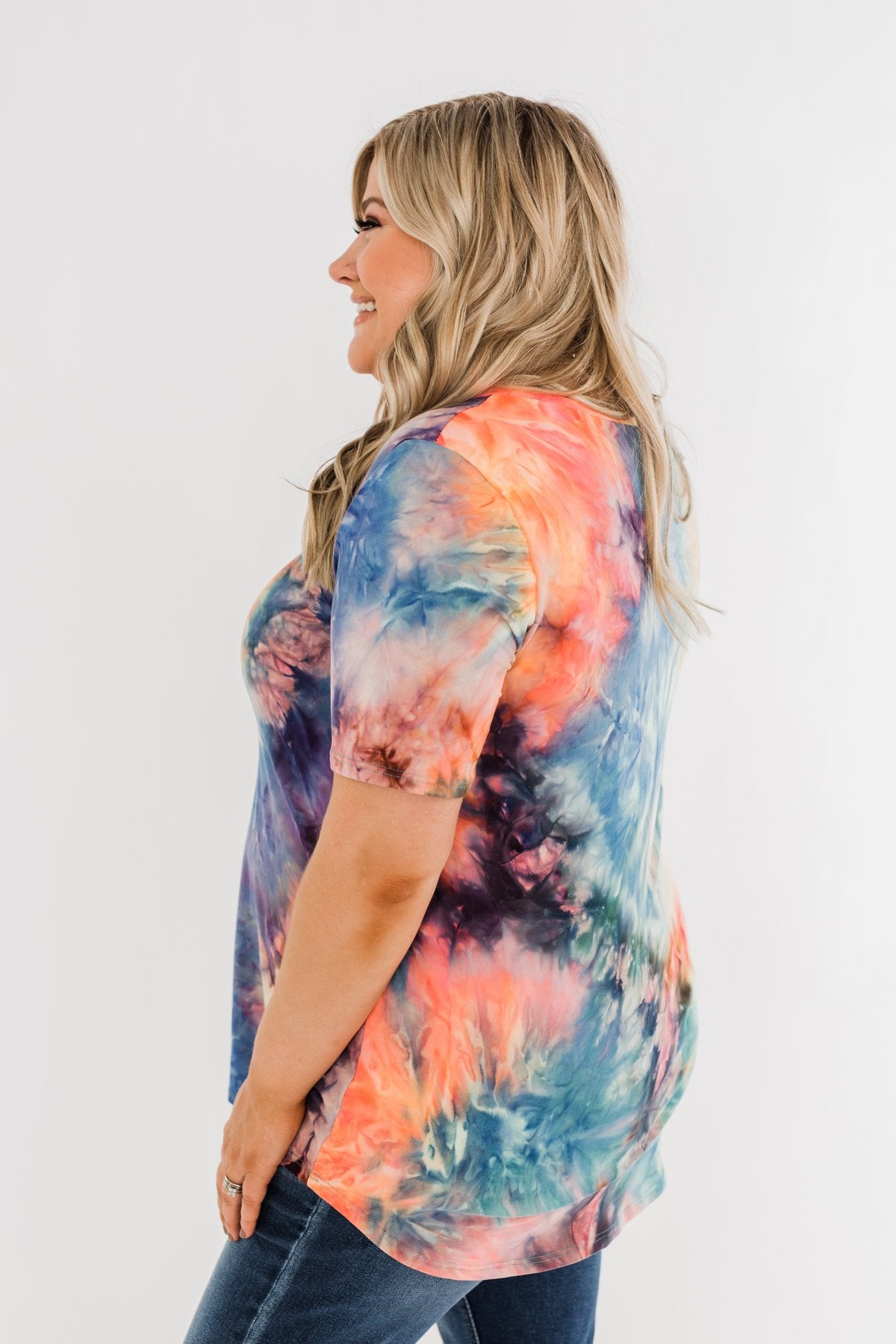 Perfect Things V-Neck Tie Dye Top- Multi-Color