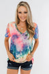 Perfect Things V-Neck Tie Dye Top- Multi-Color