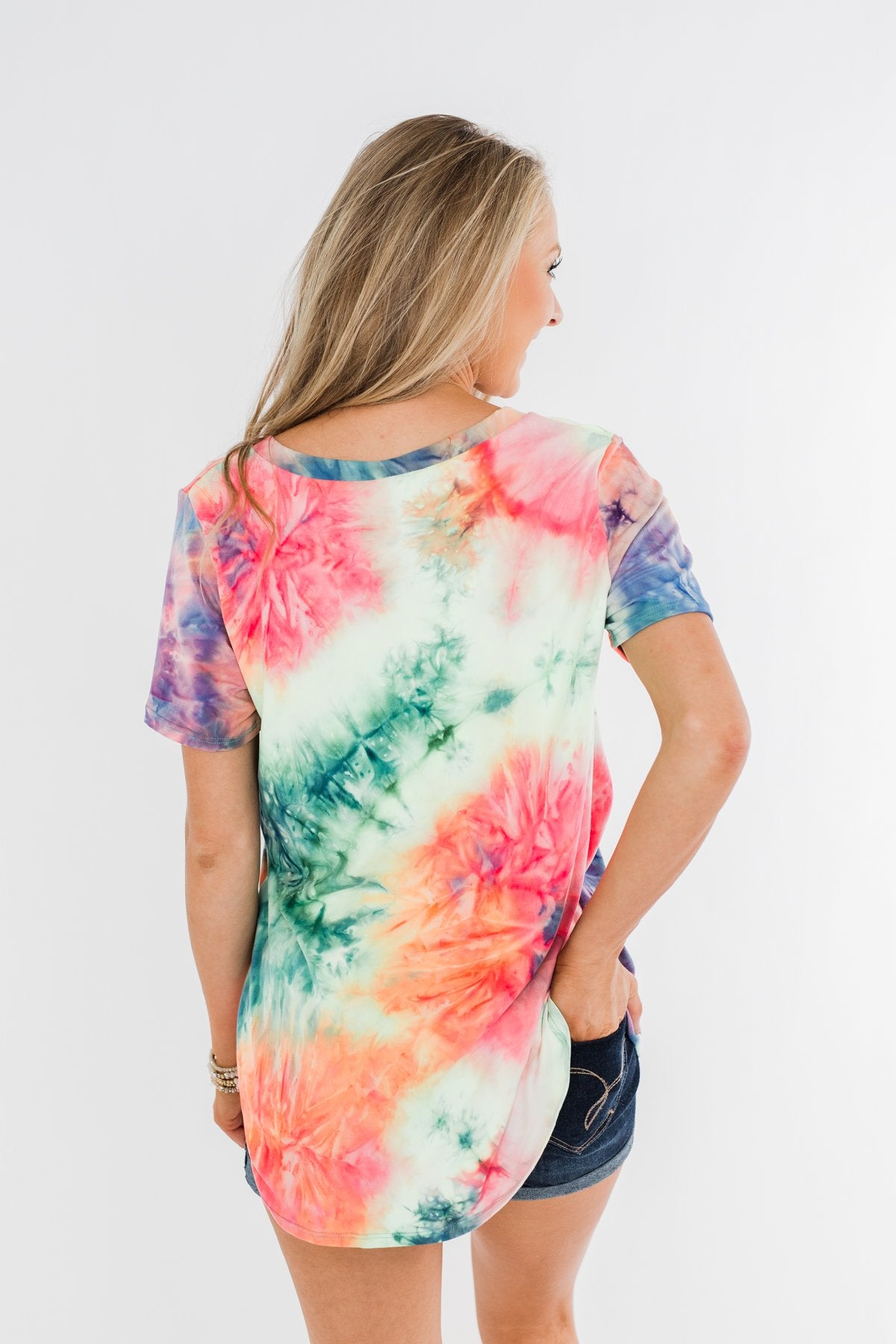Perfect Things V-Neck Tie Dye Top- Multi-Color