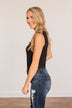 Loved By You Button Henley Bodysuit- Black
