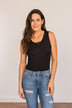 Loved By You Button Henley Bodysuit- Black