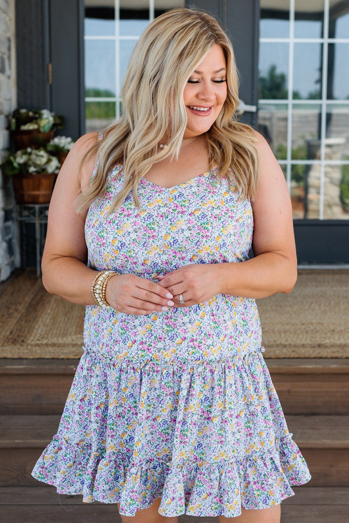 Devoted To You Floral Dress- Blue