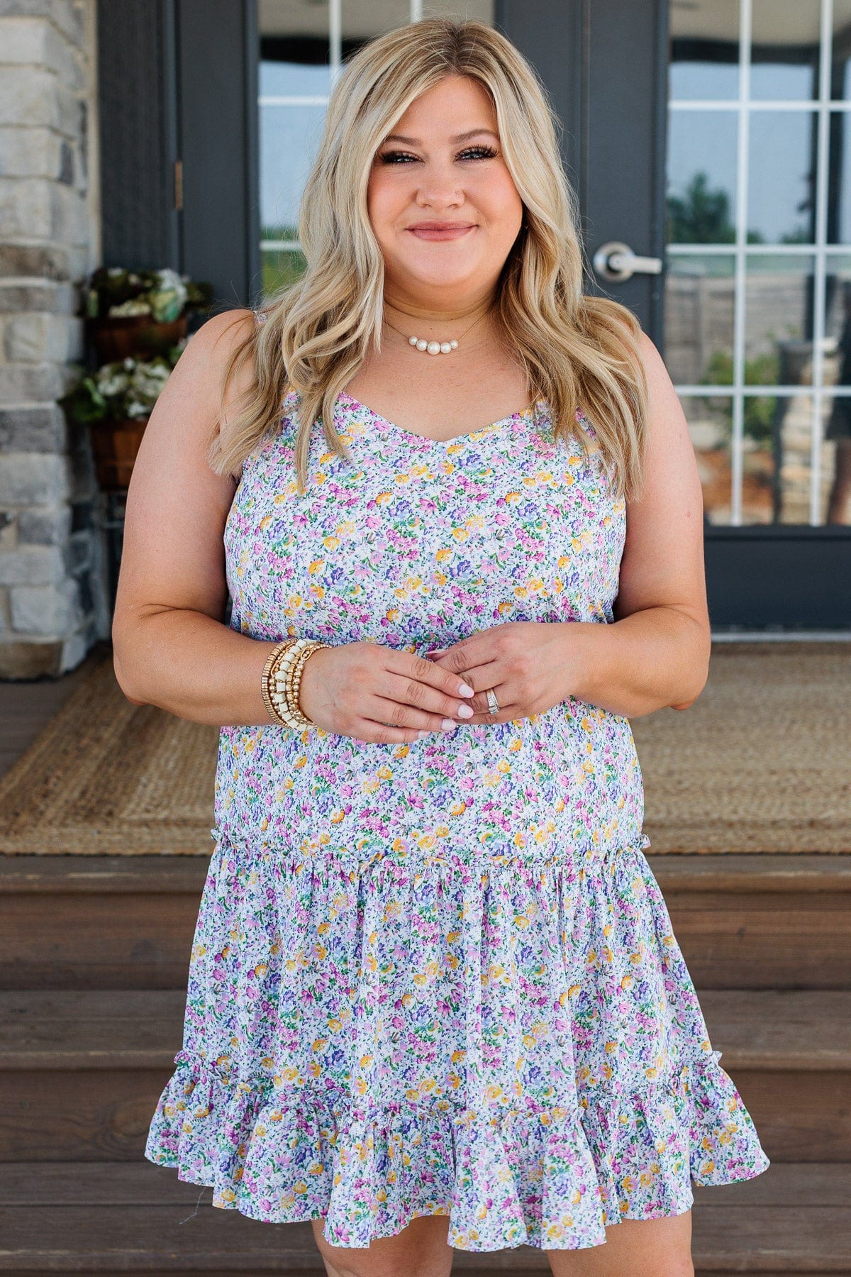 Devoted To You Floral Dress- Blue