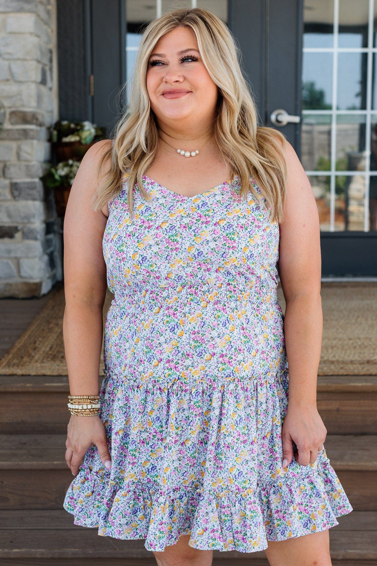 Devoted To You Floral Dress- Blue