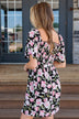 Perfectly Poised Flutter Sleeve Mini Dress- Black & Pink