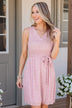 Save A Dance For Me Tie Waist Mini Dress- Pink