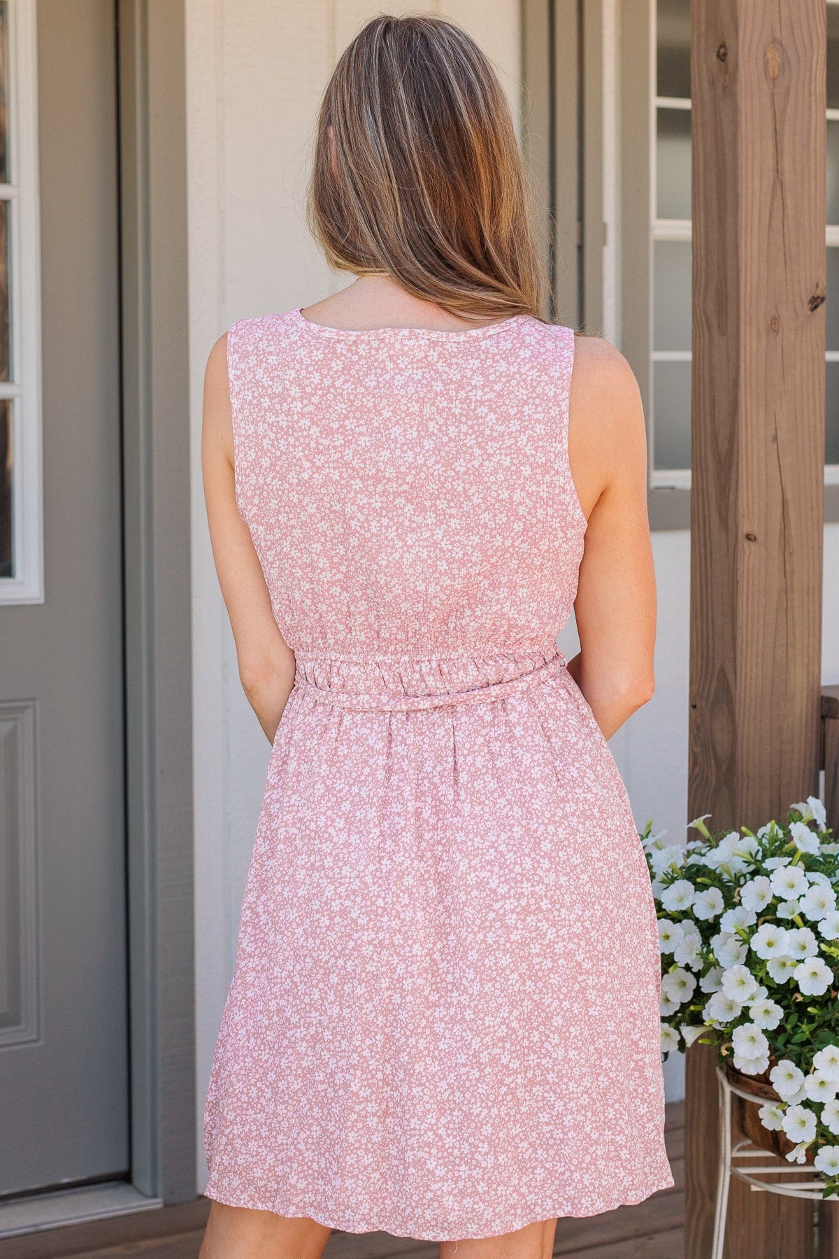 Save A Dance For Me Tie Waist Mini Dress- Pink