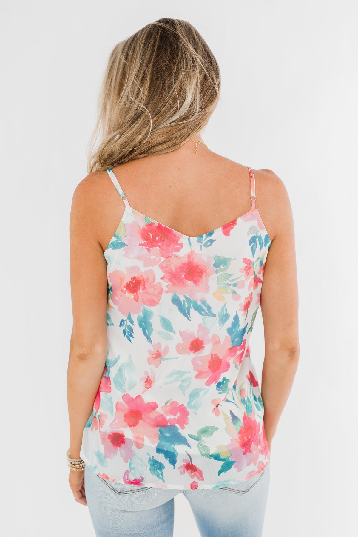 Pure Bliss Floral Shift Tank- Ivory