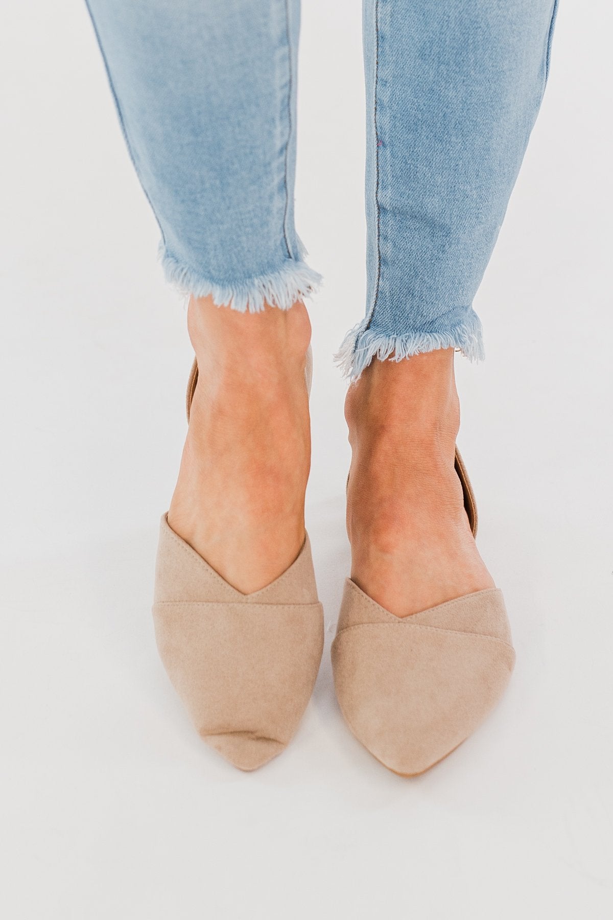 Qupid Zoom Flats- Taupe Suede