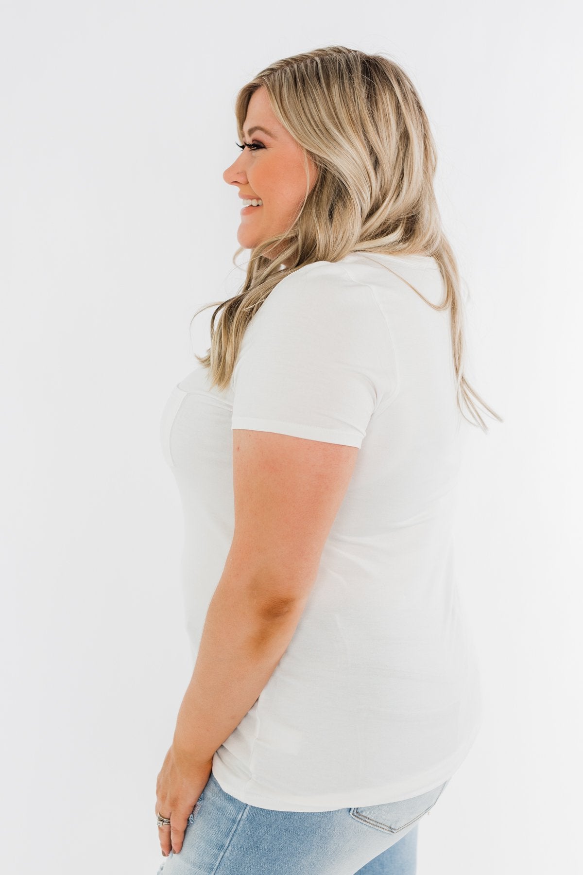 This is Me Notch Pocket Top- Off White