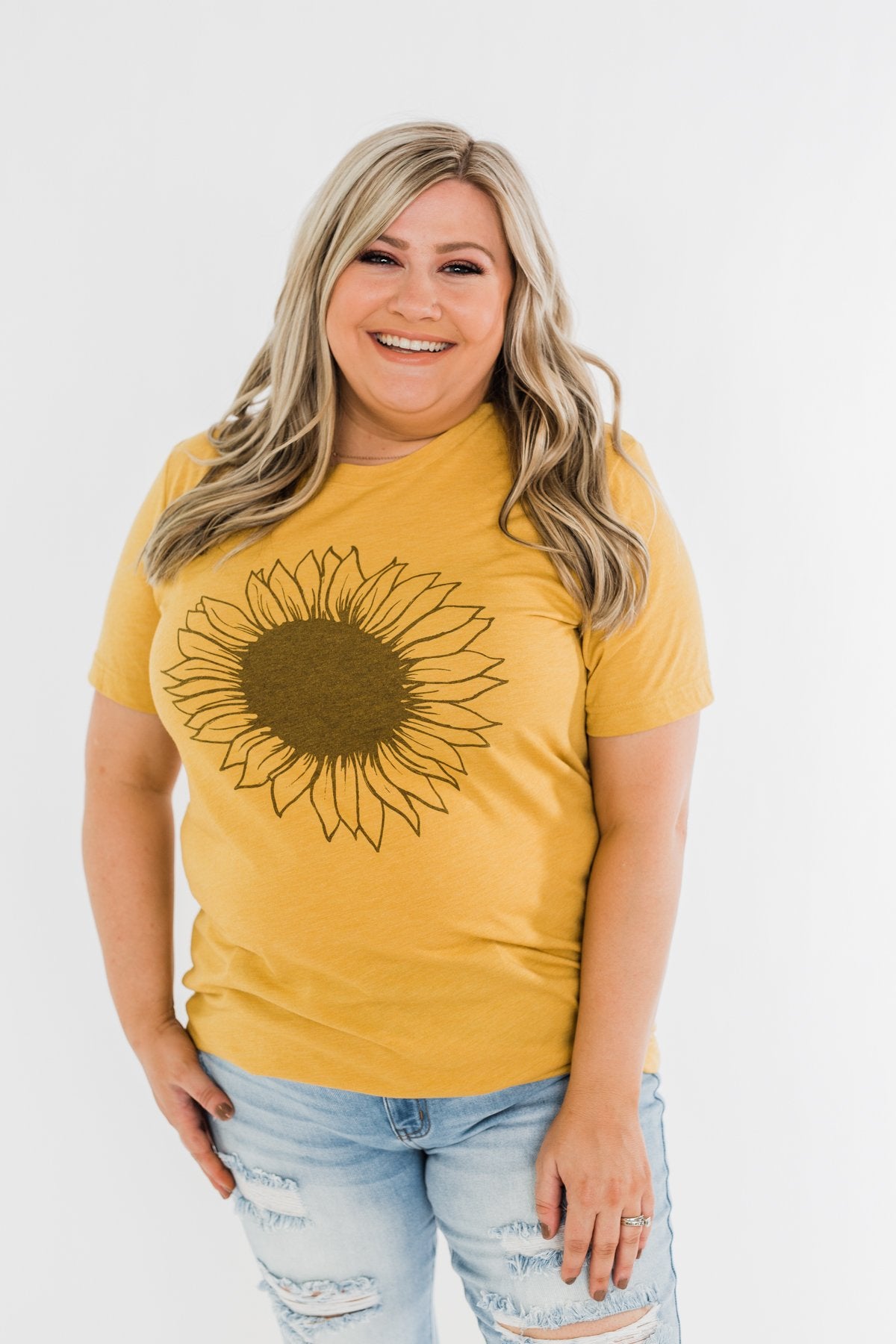 Simple Sunflower Graphic Tee- Yellow