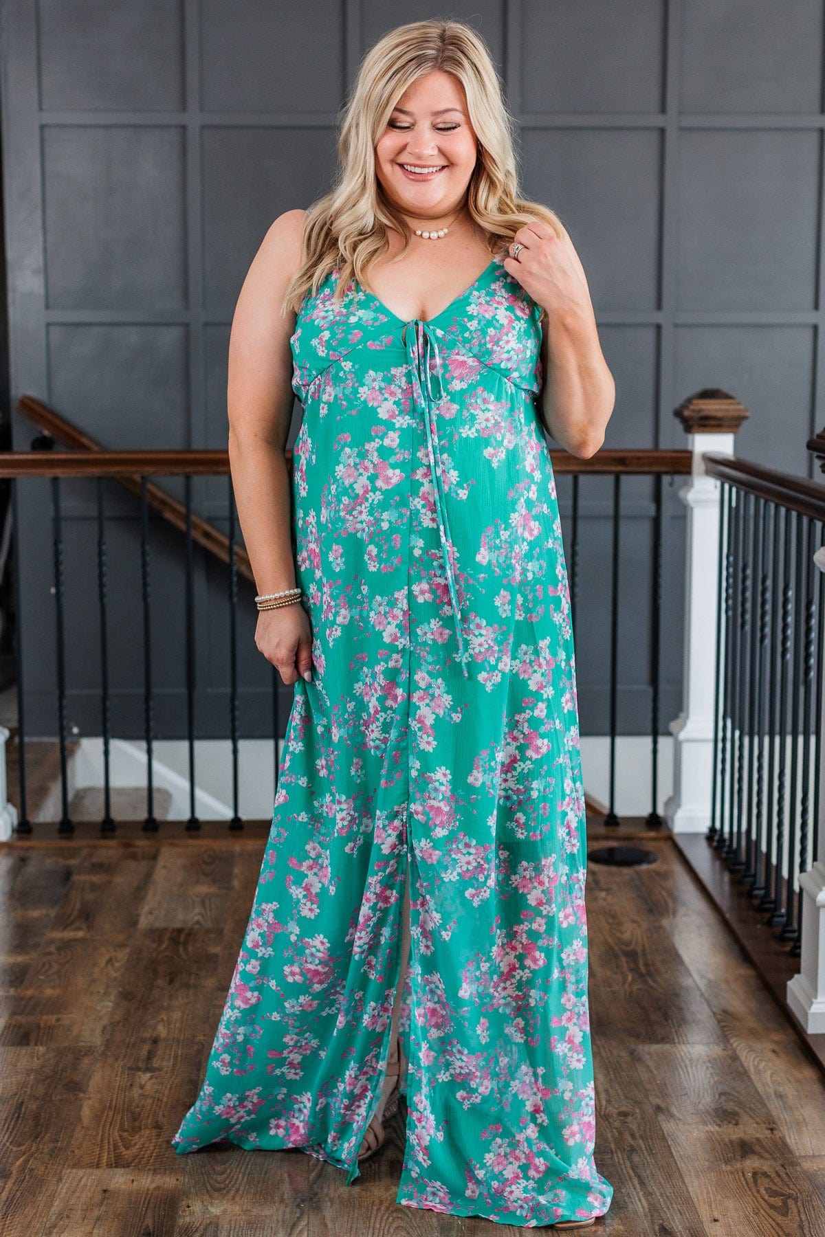 At Long Last Empire Waist Maxi Dress- Teal