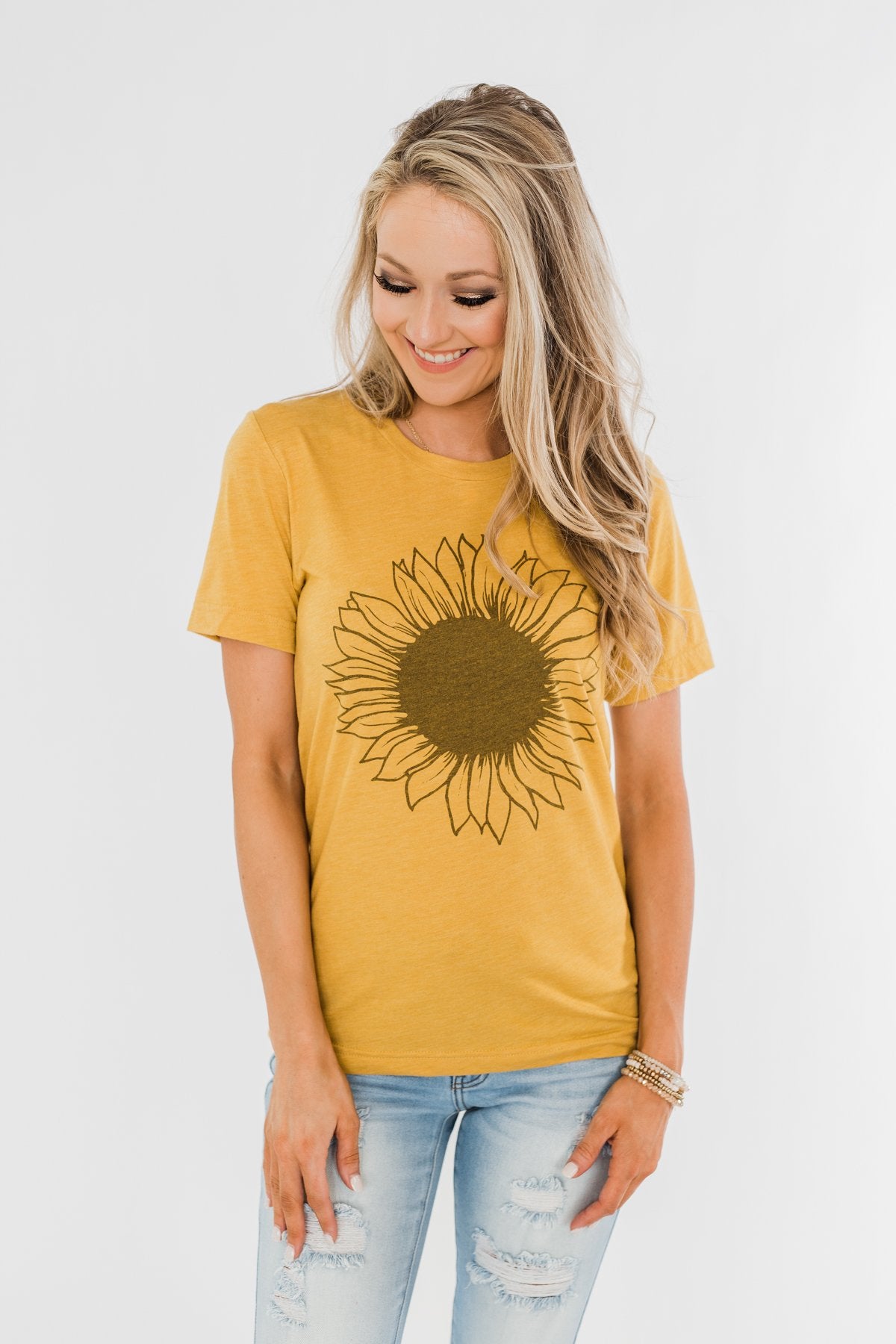 Simple Sunflower Graphic Tee- Yellow