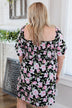 Perfectly Poised Flutter Sleeve Mini Dress- Black & Pink