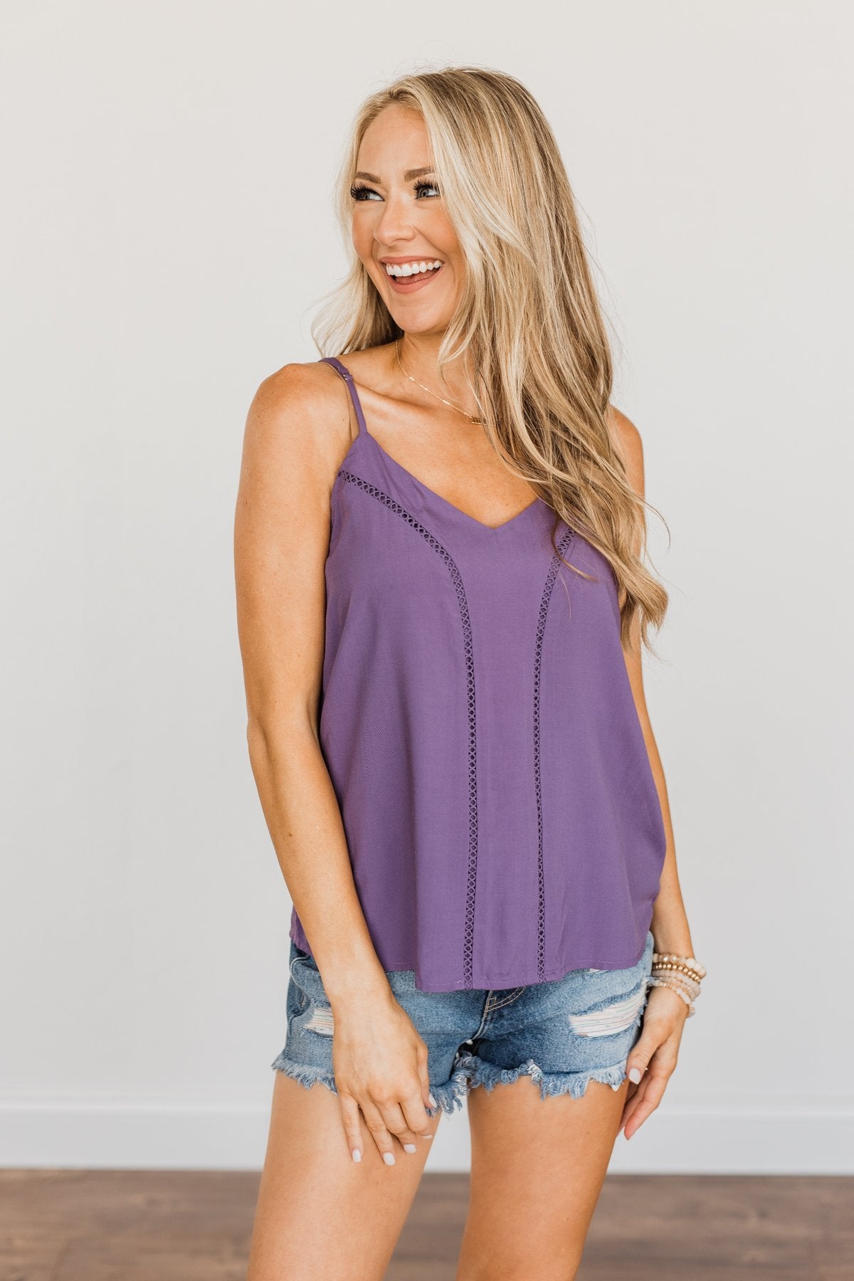 Love Yourself V-Neck Tank Top- Grape