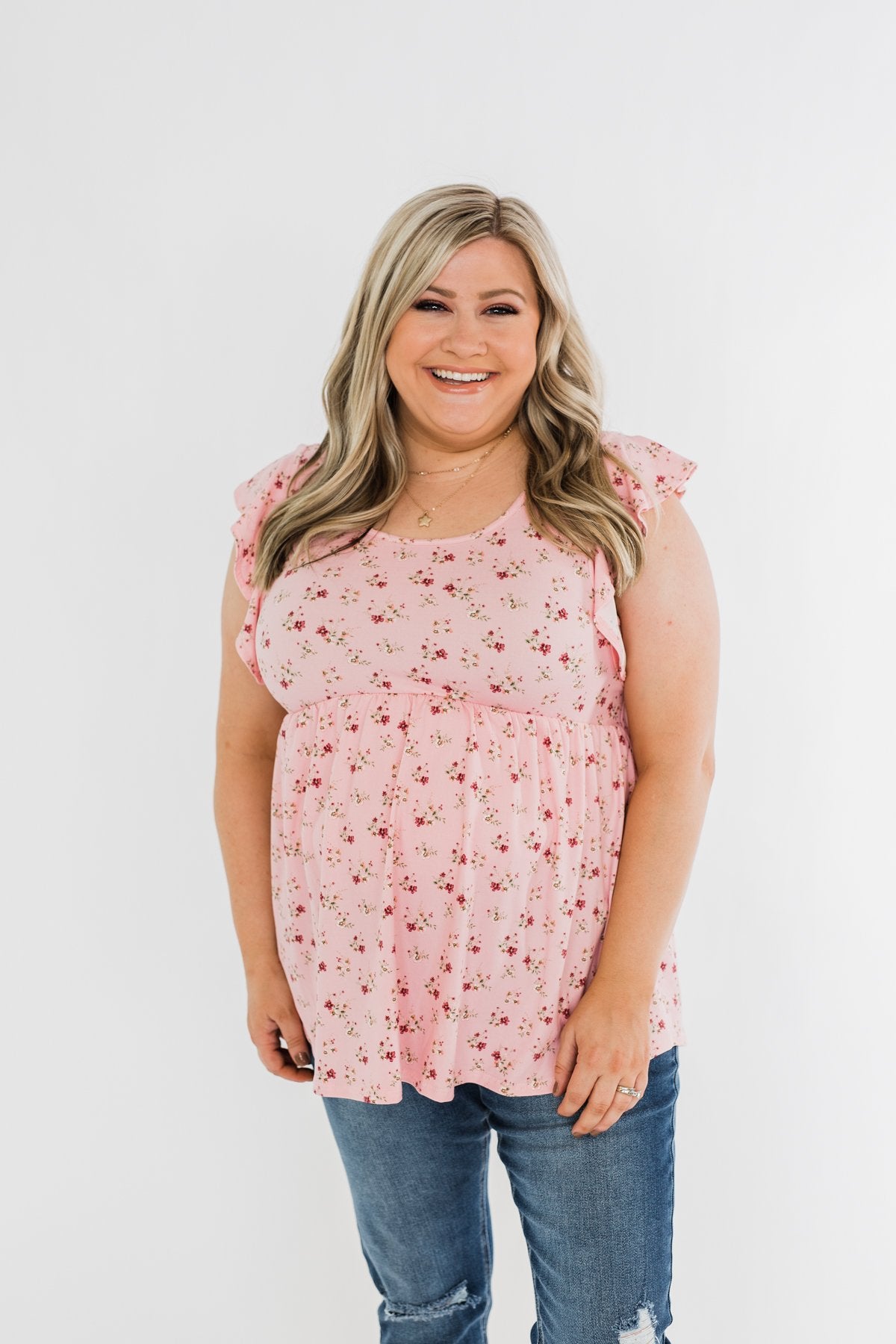 Longer Days Floral Babydoll Top- Pink