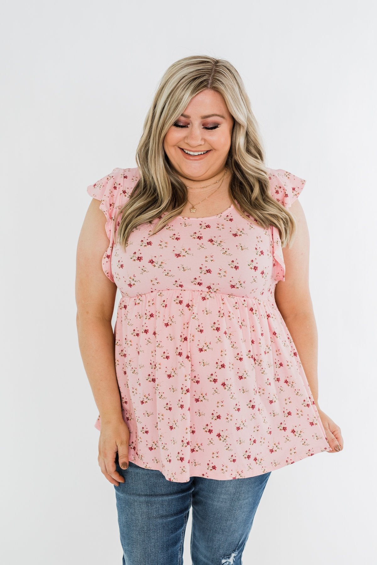 Longer Days Floral Babydoll Top- Pink