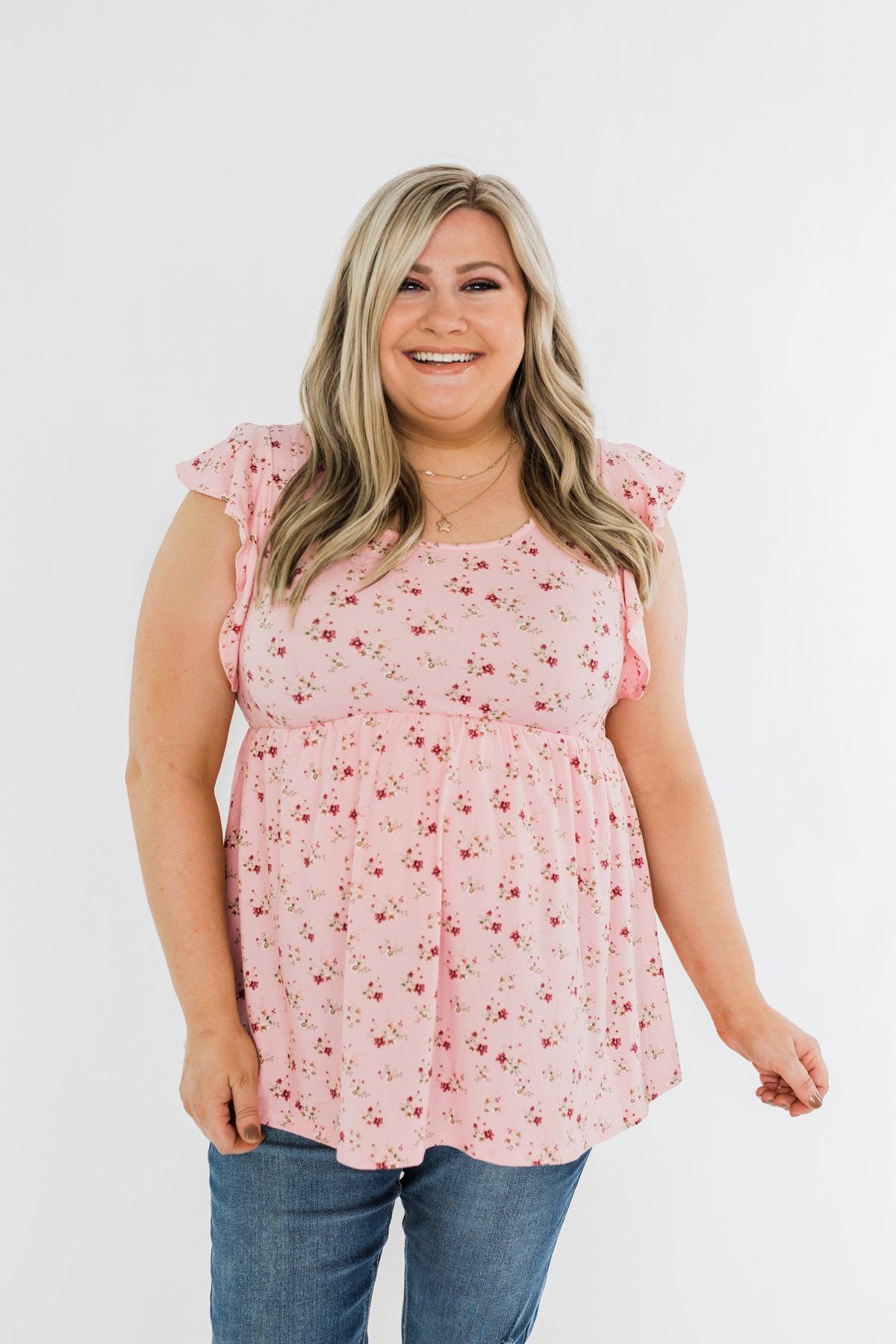 Longer Days Floral Babydoll Top- Pink
