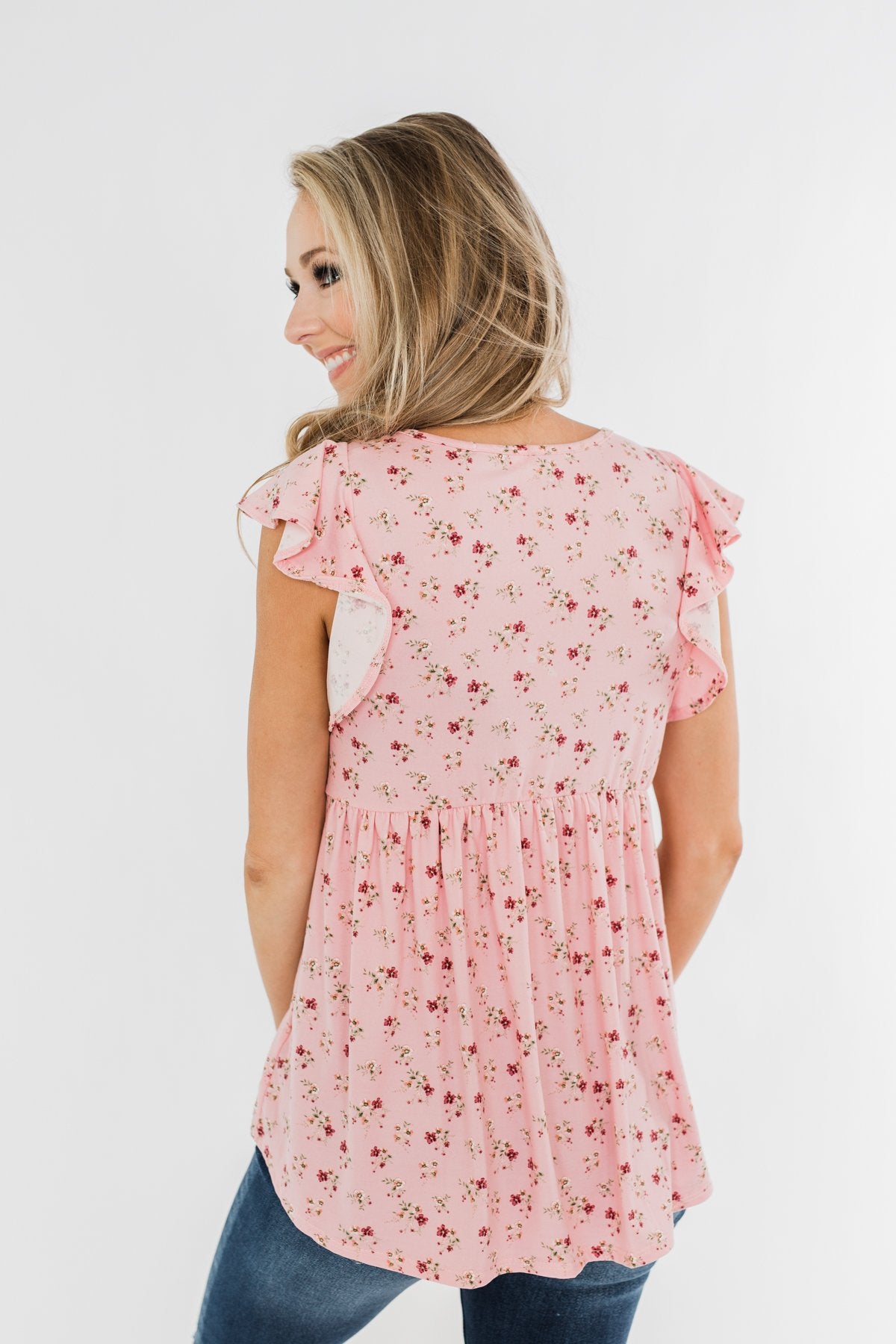 Longer Days Floral Babydoll Top- Pink