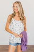 Swinging Into Summer Floral Tank Top- Ivory & Lavender
