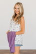 Swinging Into Summer Floral Tank Top- Ivory & Lavender