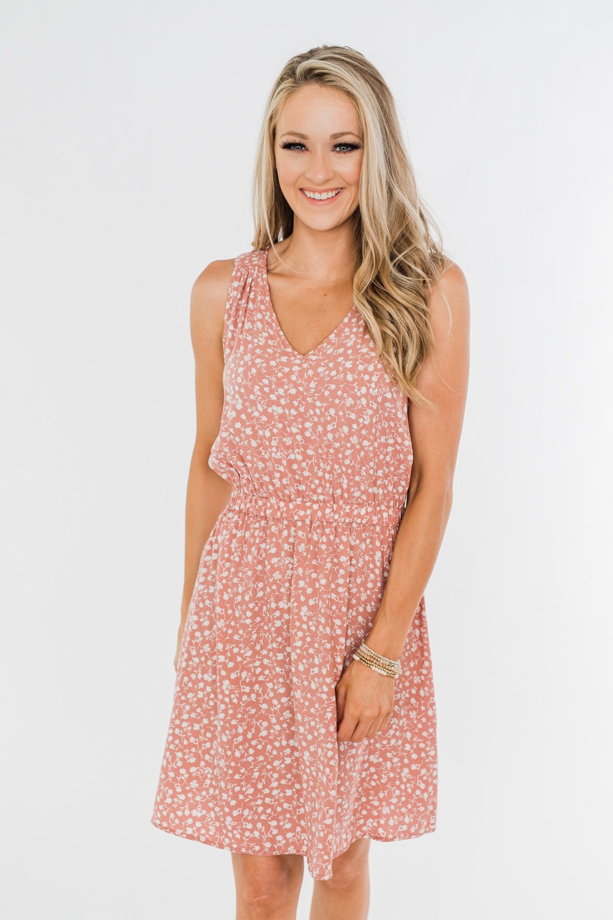Whatever It Takes V-Neck Floral Dress- Mauve