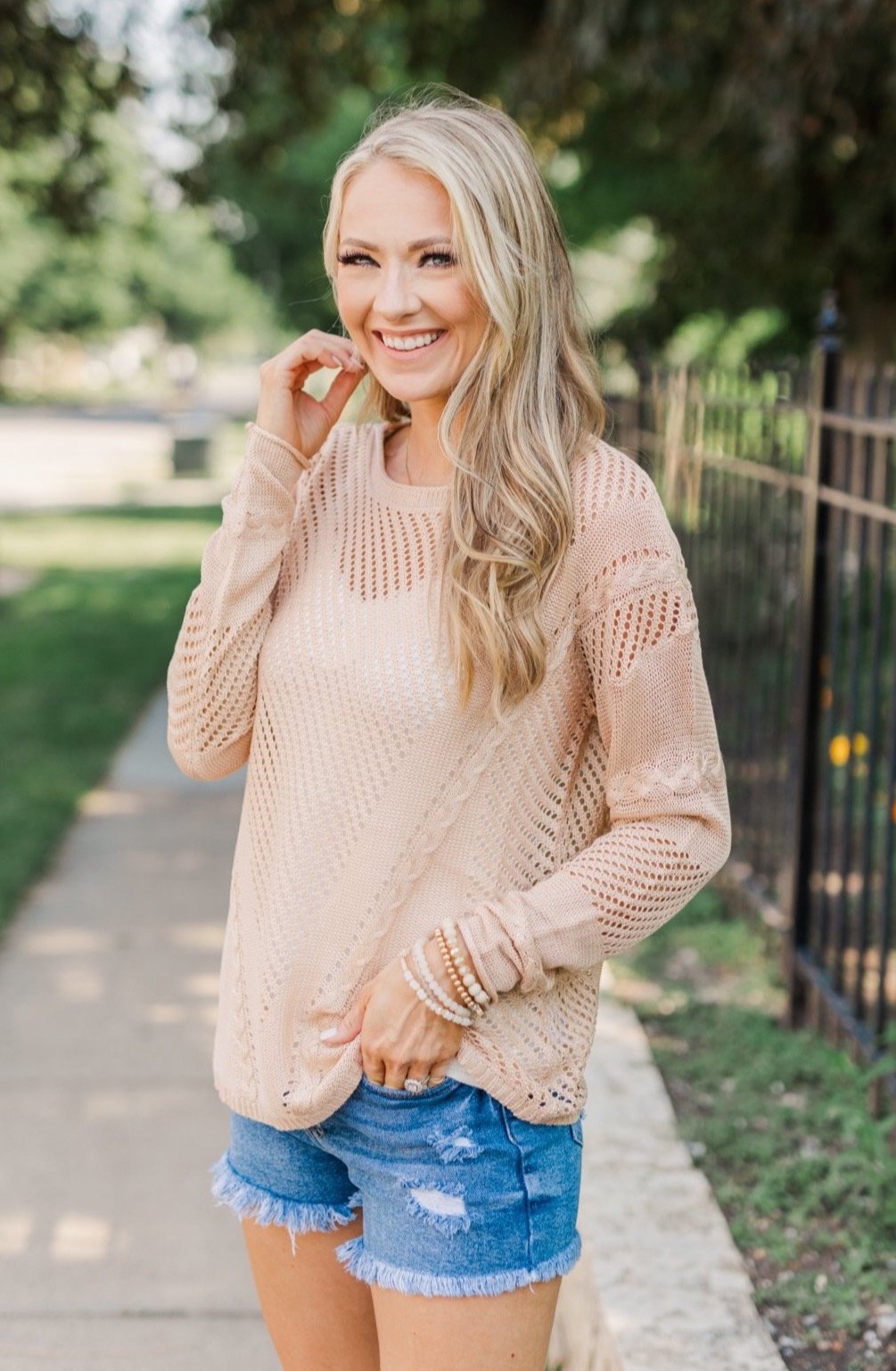 Love Like Crazy Open Knit Sweater- Natural