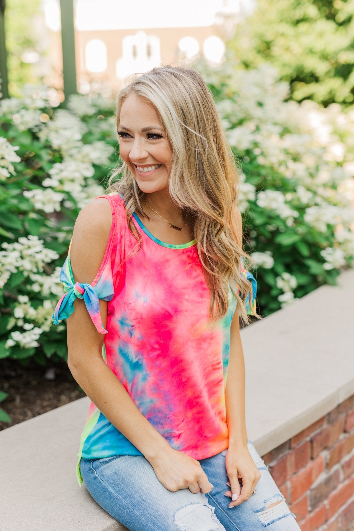 Look On The Bright Side Tie Dye Top- Neon Multi-Color