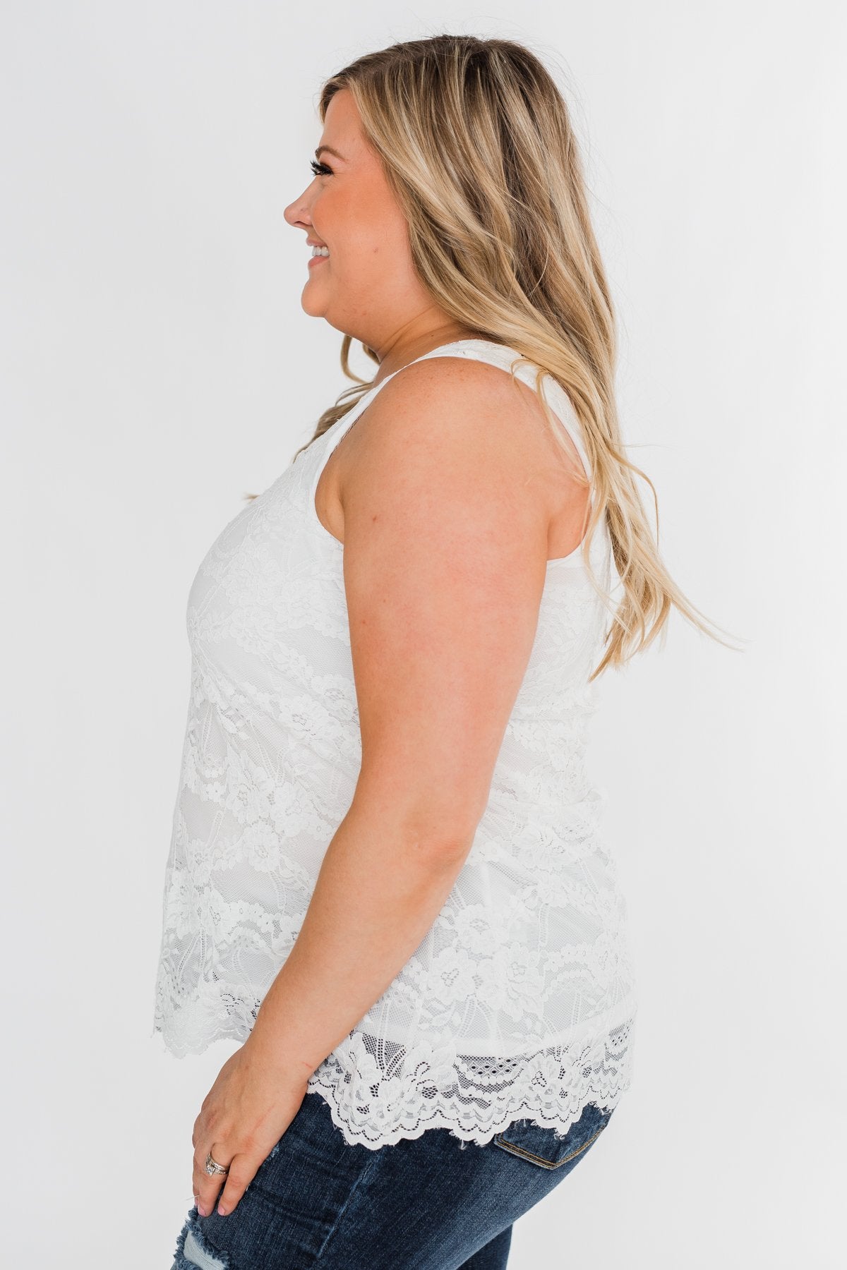 Perfect Moments Lace Tank Top- White