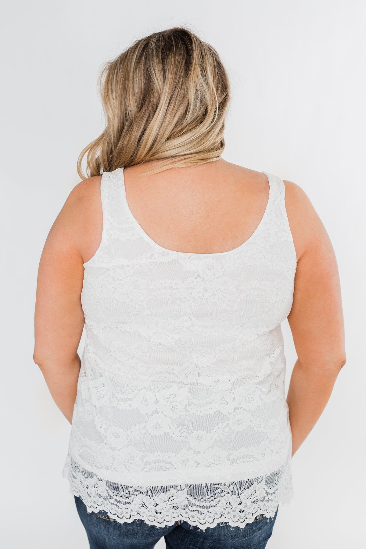 Perfect Moments Lace Tank Top- White