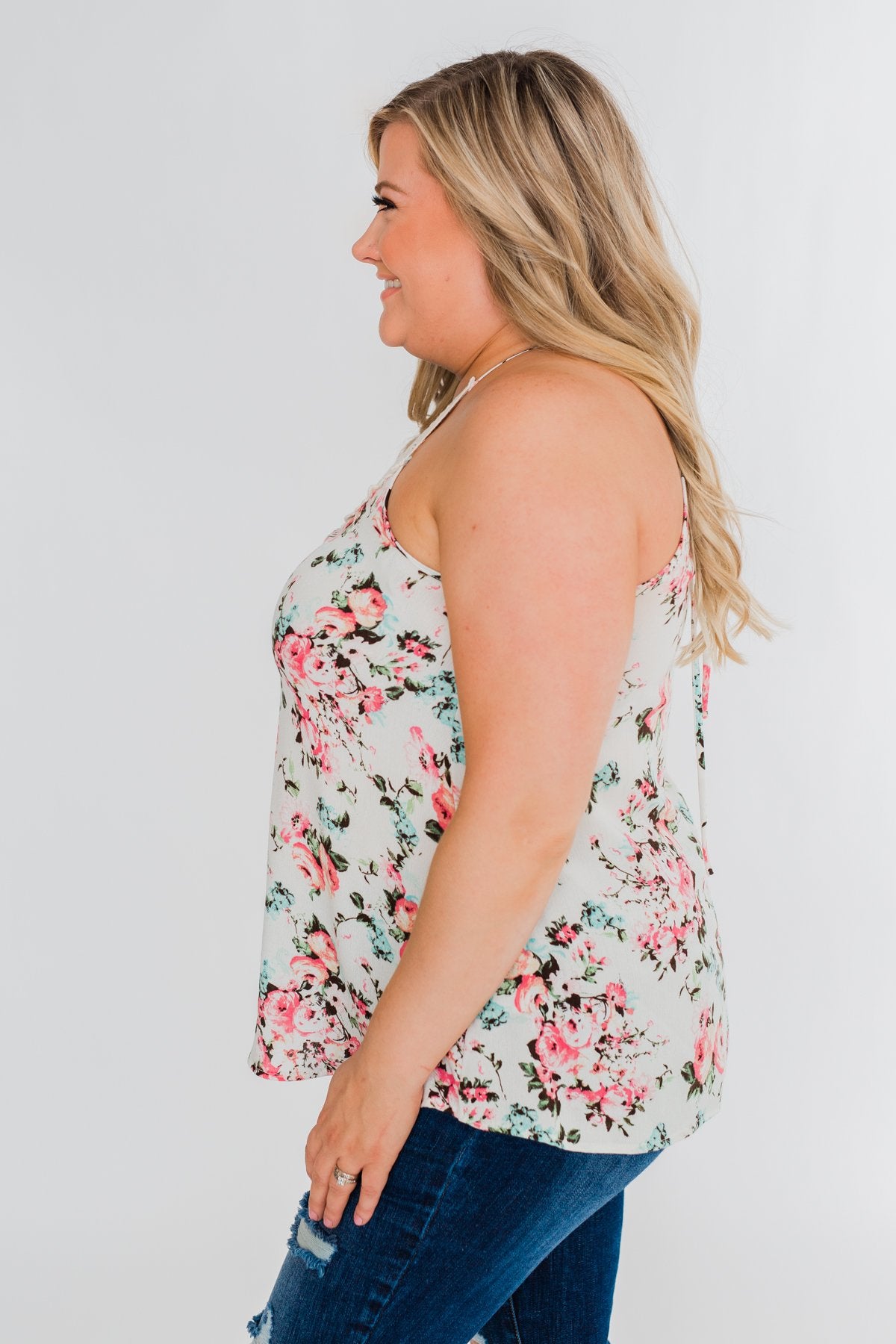 Always & Forever Floral Crochet Tank Top- Ivory