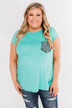 Feeling Fierce Leopard Pocket Top- Aqua