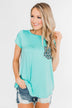 Feeling Fierce Leopard Pocket Top- Aqua