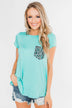 Feeling Fierce Leopard Pocket Top- Aqua