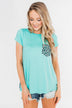 Feeling Fierce Leopard Pocket Top- Aqua
