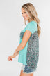 Feeling Fierce Leopard Pocket Top- Aqua