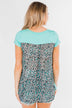 Feeling Fierce Leopard Pocket Top- Aqua