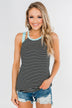 All I Need Striped Tank Top- Aqua & Black