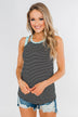 All I Need Striped Tank Top- Aqua & Black