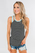 All I Need Striped Tank Top- Aqua & Black