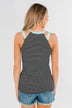 All I Need Striped Tank Top- Aqua & Black
