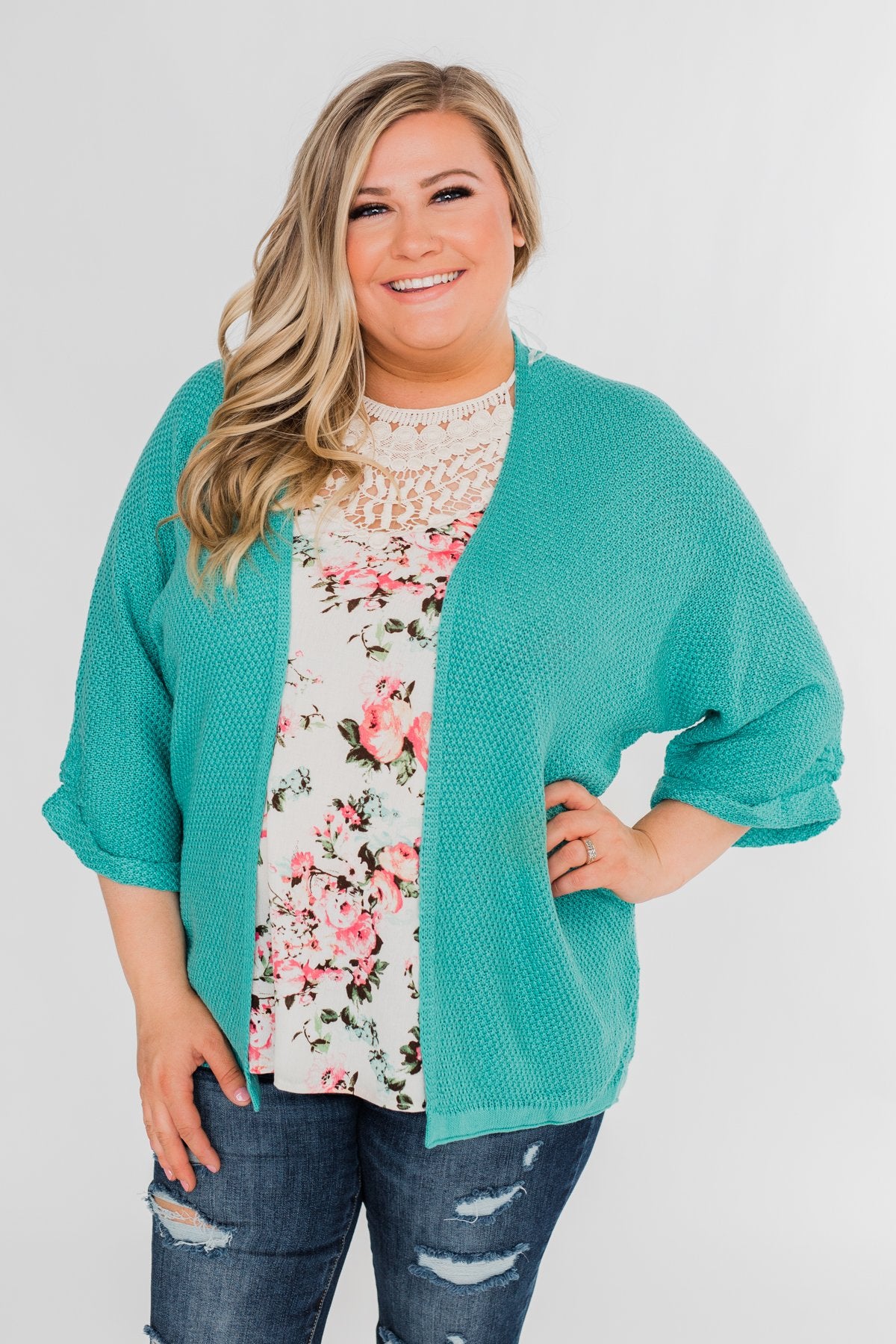 The Perfect Knit Cardigan- Deep Aqua