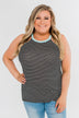 All I Need Striped Tank Top- Aqua & Black